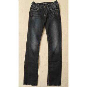 Silver Jeans Co Womens Jeans W26 L33 Bootcut Dark Wash Embellished Pockets